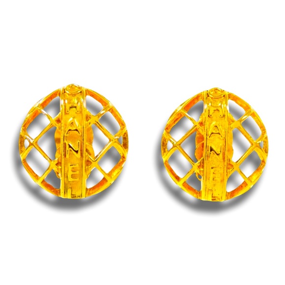 CHANEL Vintage 1980’s Gold Caged Clip on earrings - Picture 16 of 16